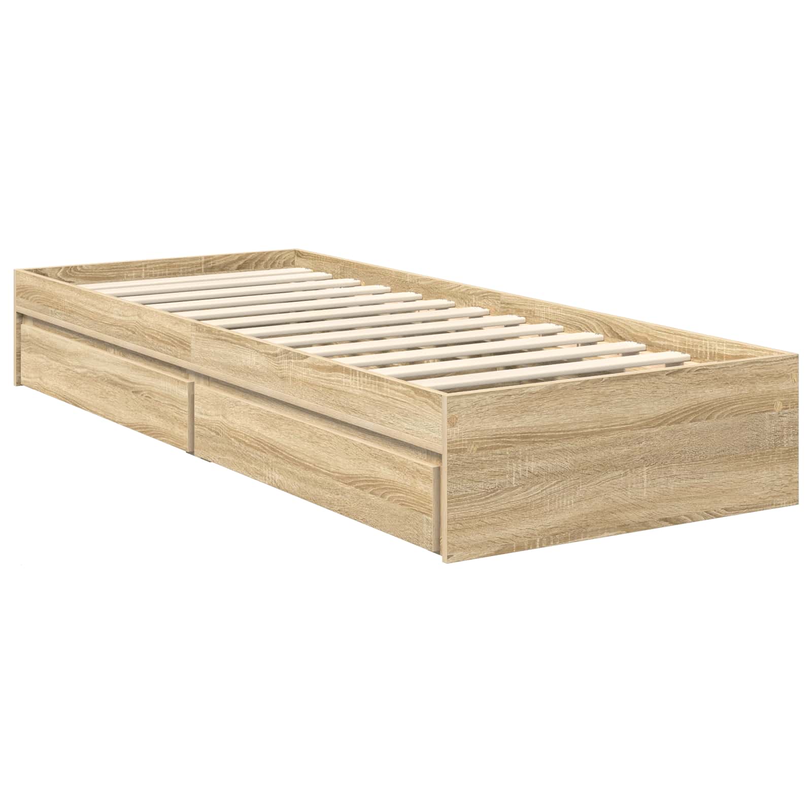 Lit de rangement chêne 75 x 190 cm panneau de bois - 6
