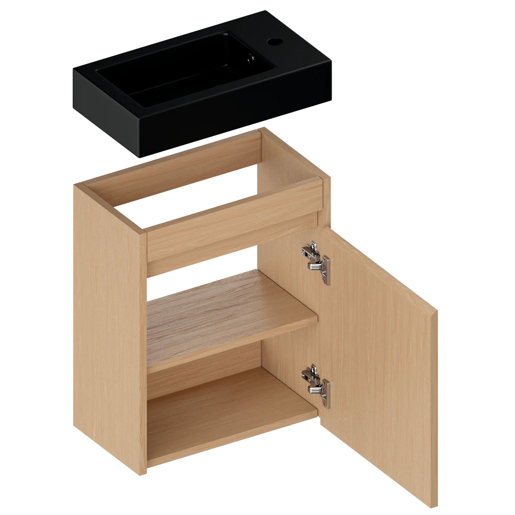 Mirlux Meuble vasque Elen – 40 cm – Chêne clair – Vasque noire incluse - 5
