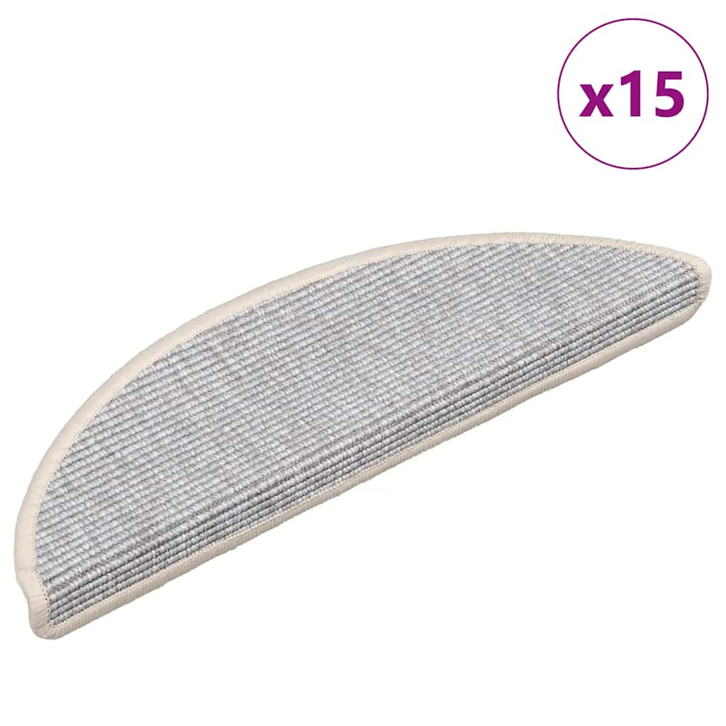 Maty na schody 15 szt. 56x17x3 cm Srebrne półokrągłe vidaXL