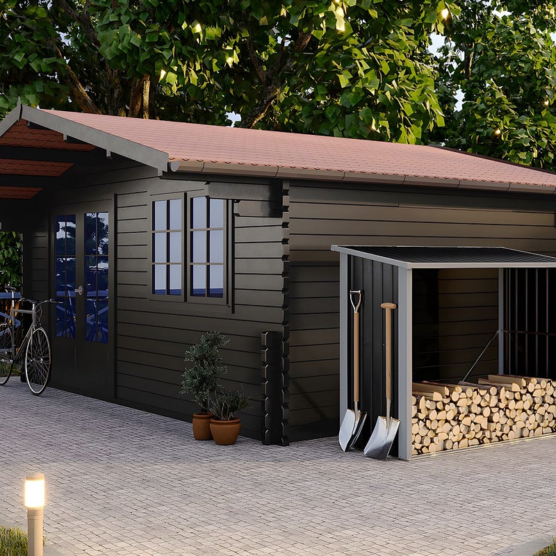 Wiata na drewno ze stali galwanizowanej 2,23 m3, dł. 182 × szer. 83 × wys. 148 cm – DERWOOD