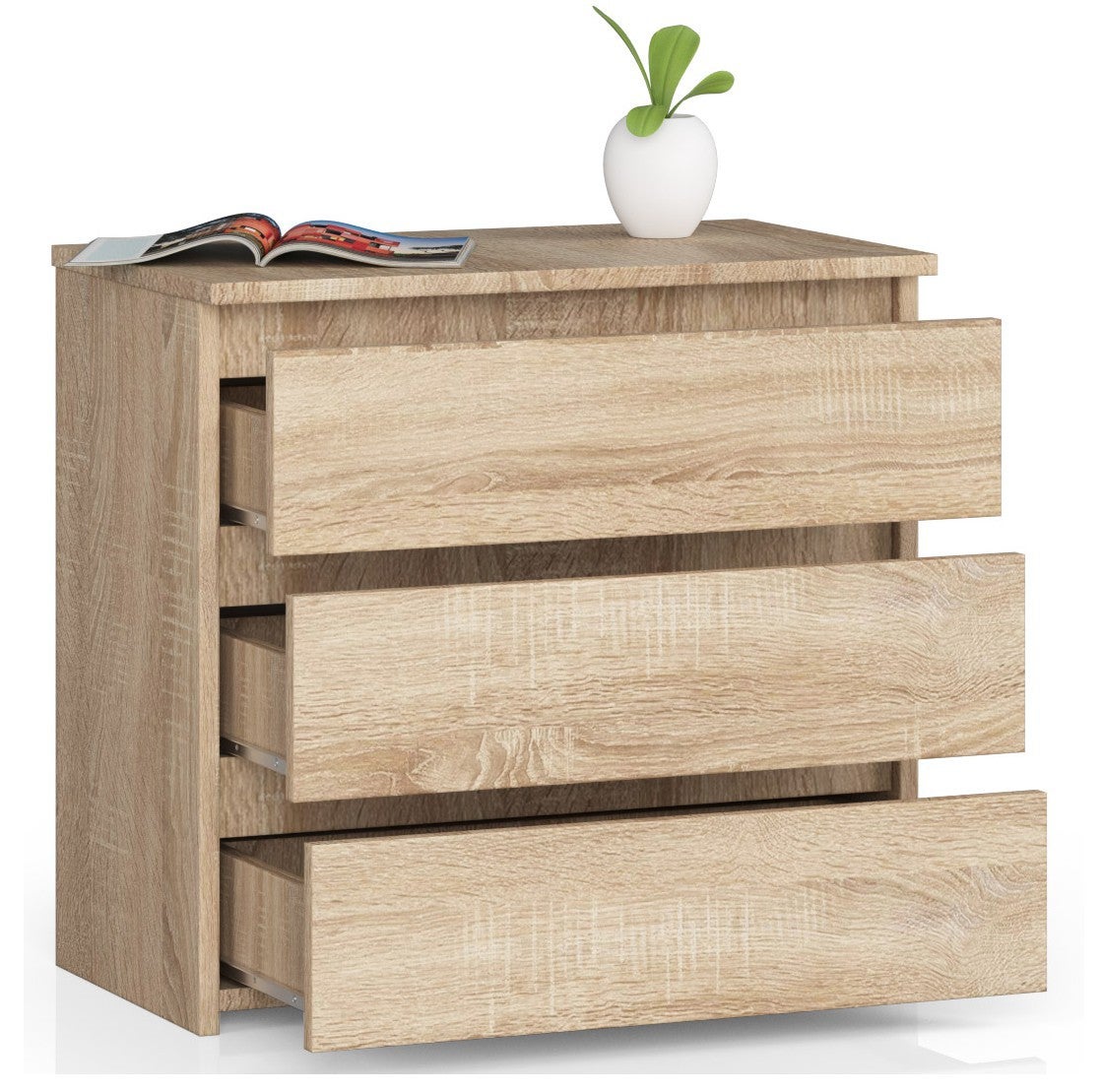 Table de chevet AKORD CL3 Chêne Sonoma 60 cm 3 tiroirs façade Chêne Sonoma 60x35x57 cm - 2