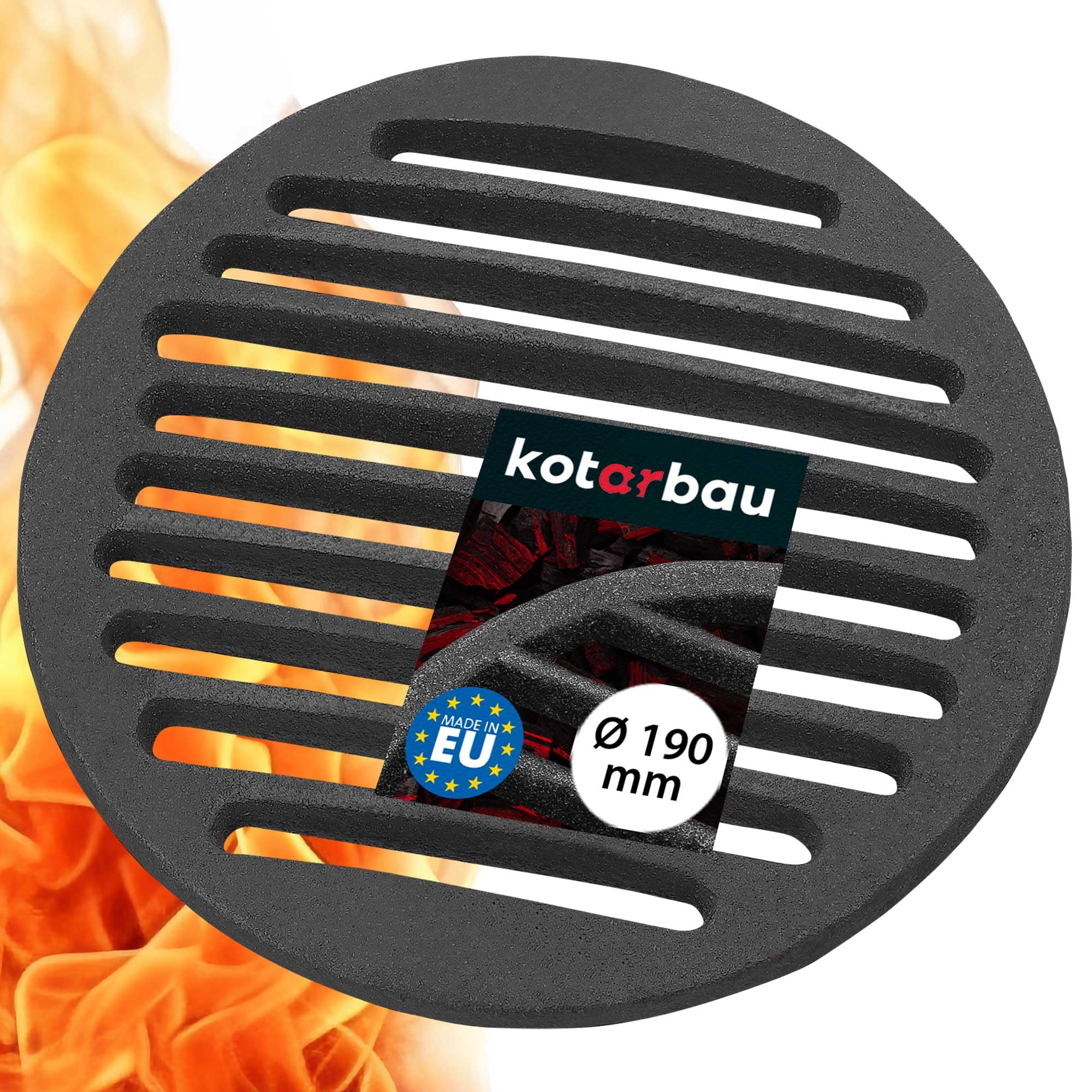 Ruszt żeliwny wkład okrągły do pieca pieców piecowy grill ruszt fi 190 mm - KOTARBAU