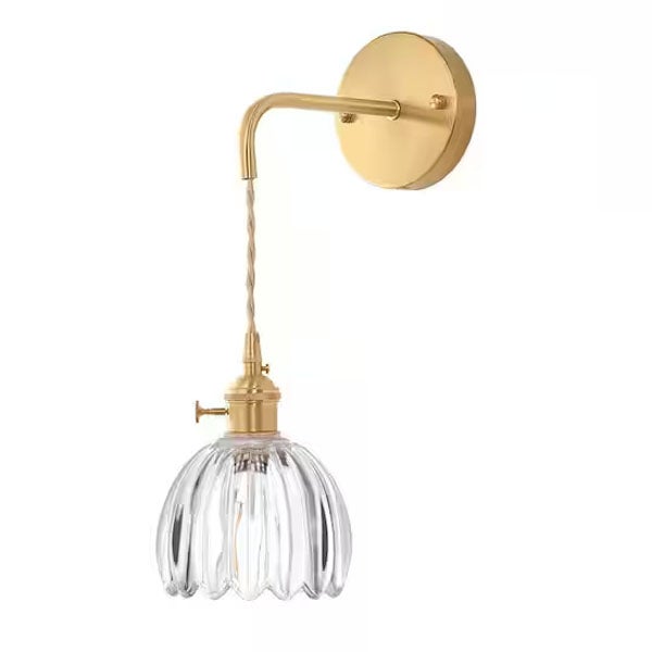 Przezroczysty żyrandol z kwiatami, regulowana długość łańcucha, kinkiet E27, dekoracyjna lampka nocna do sypialni - bez źródła światła