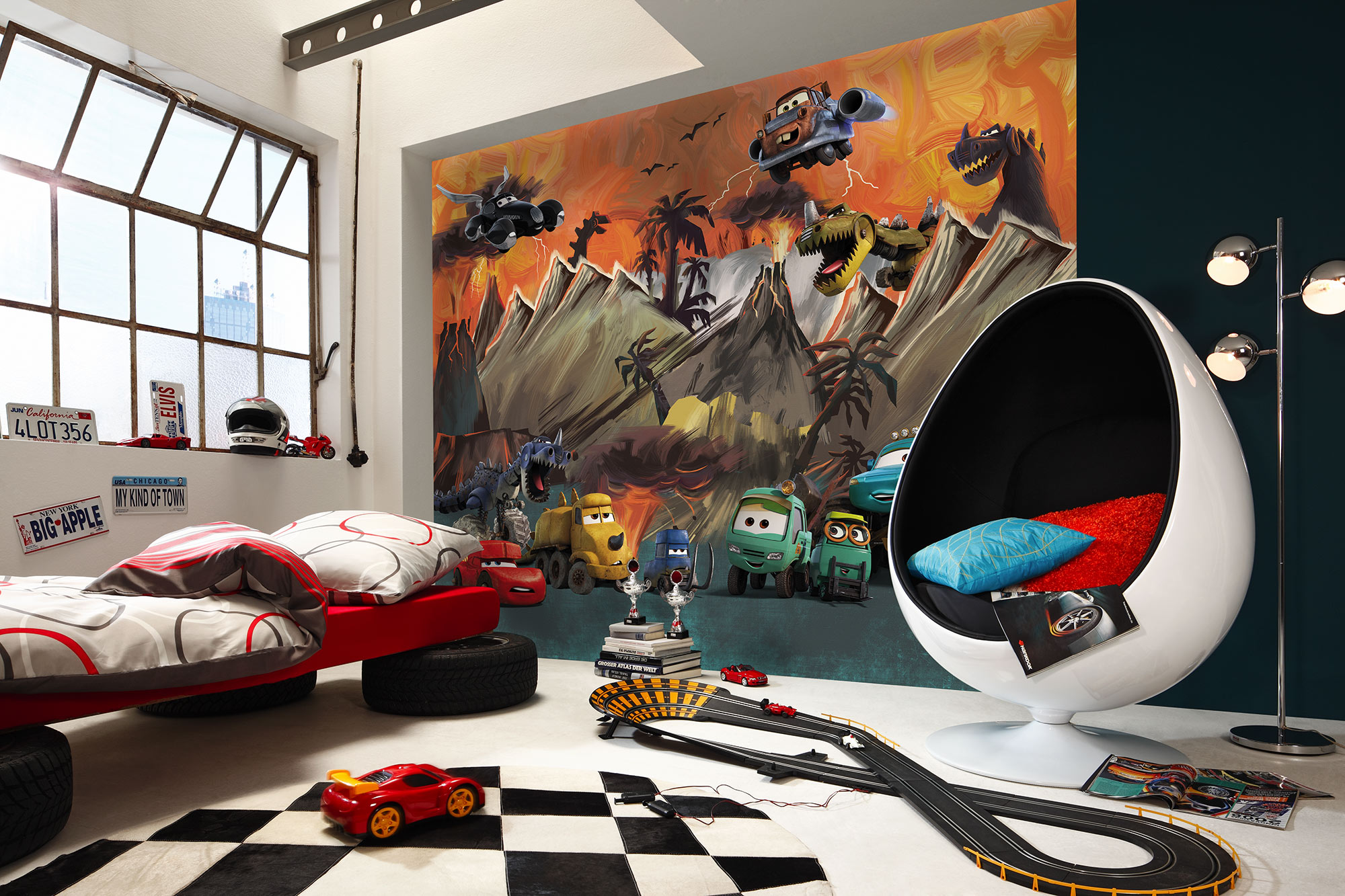 Papel pintado no tejido panorámico de komar - disney cars carosaurus - talla: 300 x 250 cm
