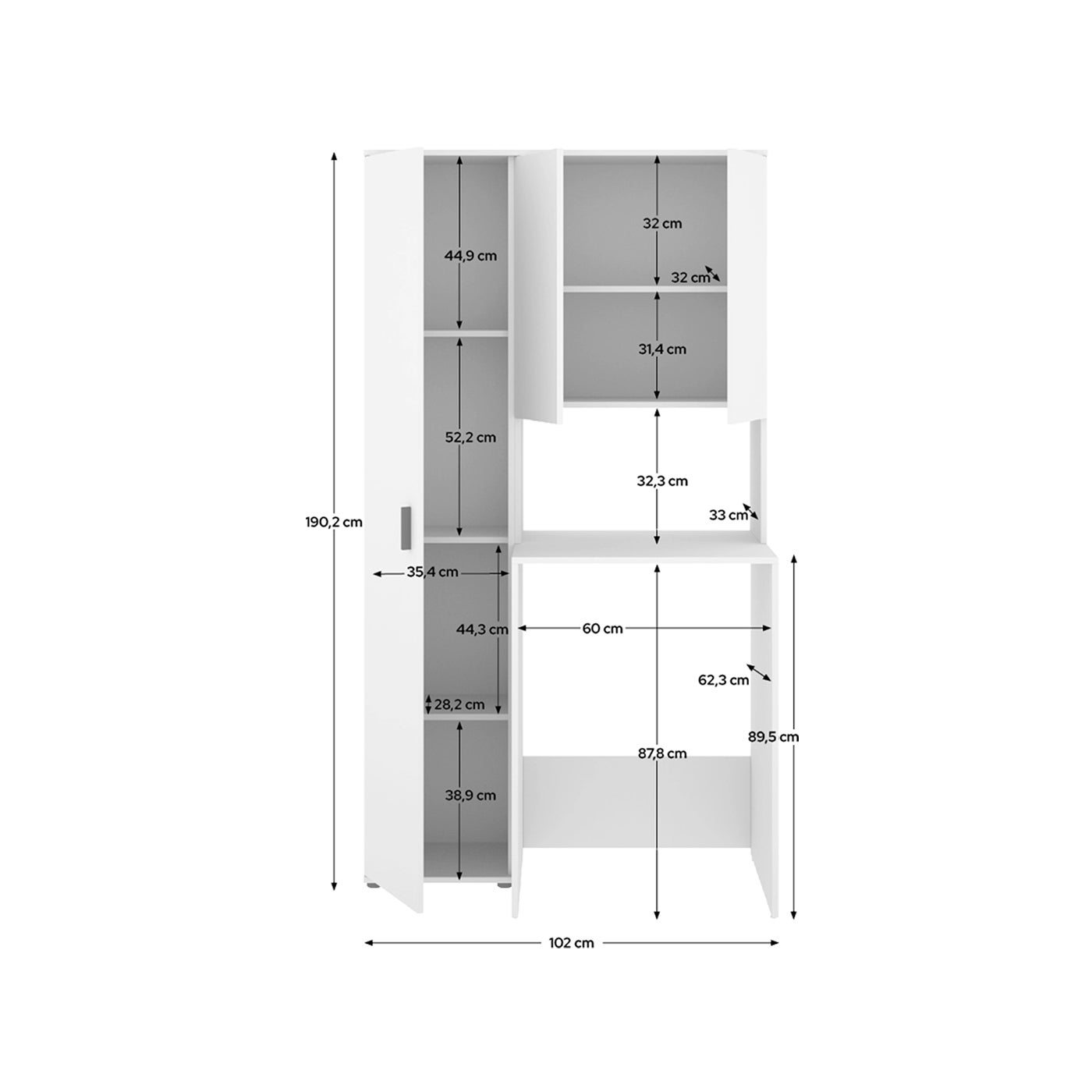 Armario para lavadora con modulo alto y columna auxiliar Fit - Blanco - Homekit - 6