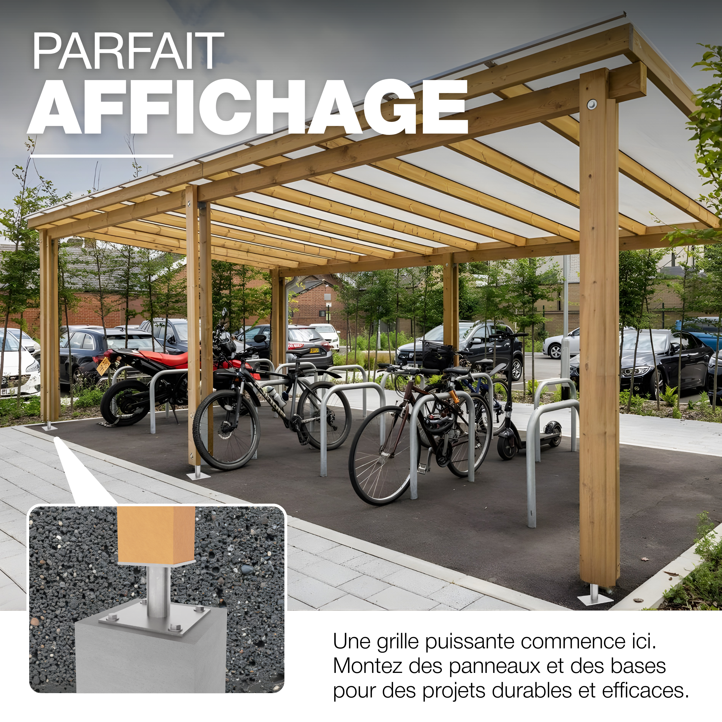 Support de poteau Galvanisé à chaud 100 x 100 mm platine poteau bois pied poteaux clôture GeZu Impex - 5