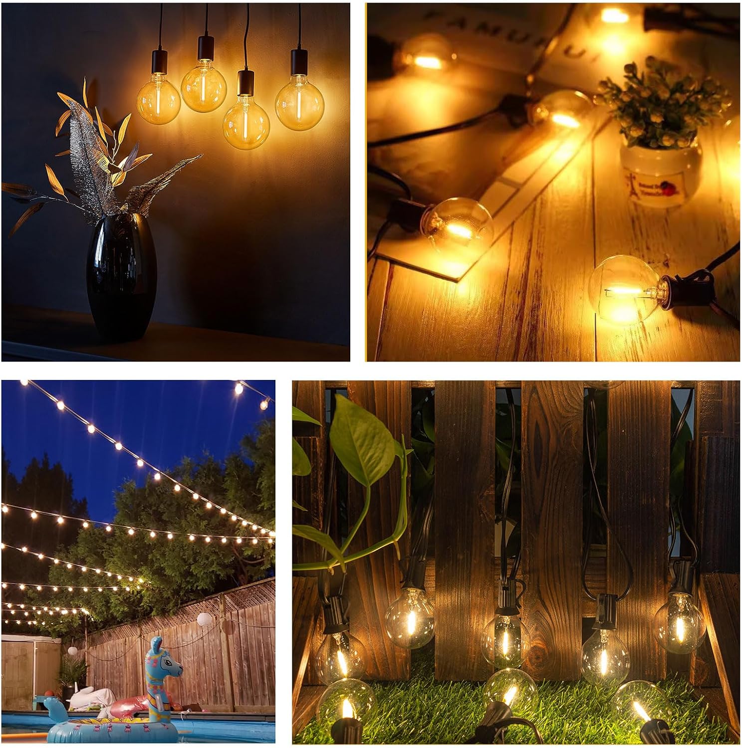 Confezione da 10 lampadine LED da esterno G40 1W, 220V, attacco a vite E12, luce bianca calda, adatte per feste, giardini e decorazioni per patio - 3