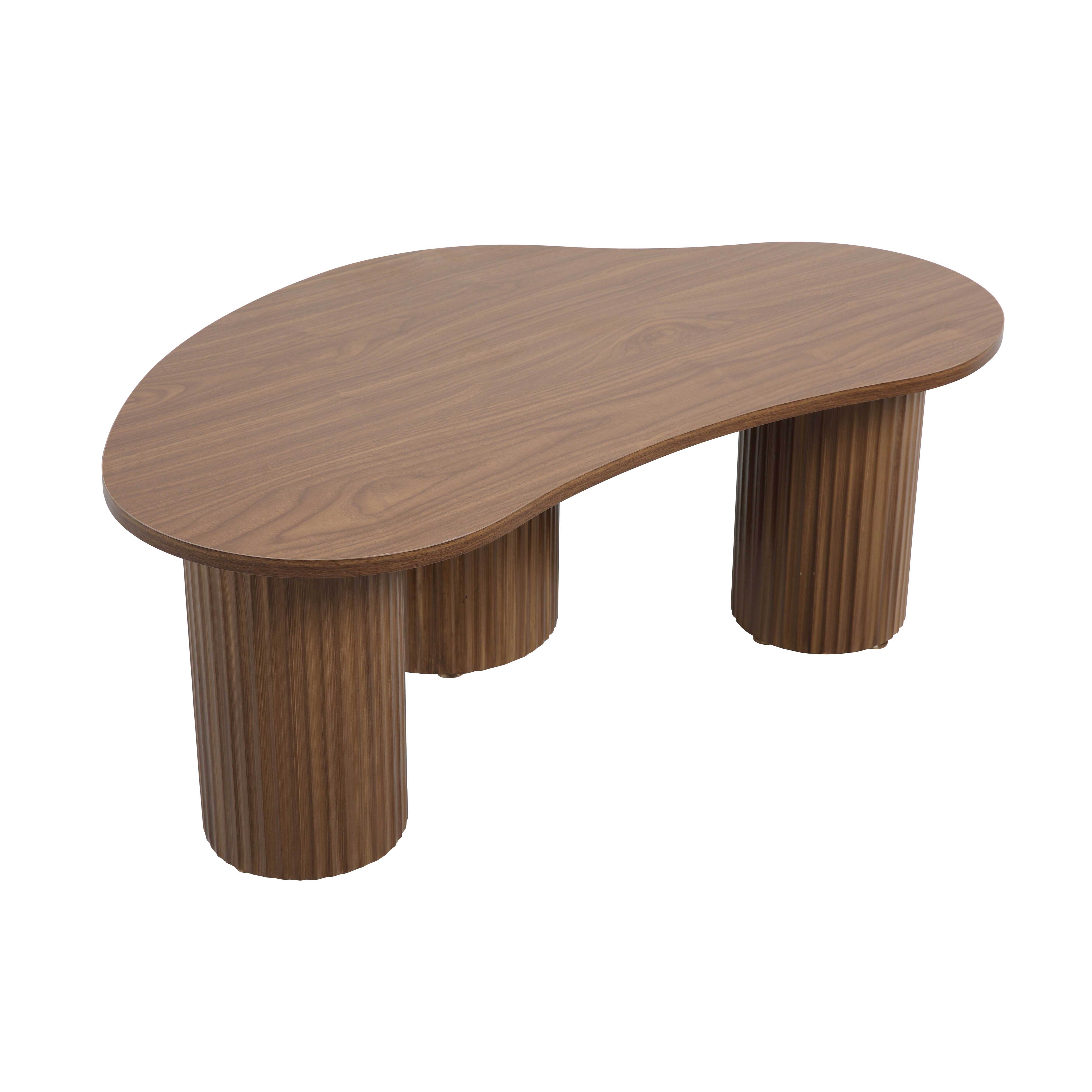 Table basse en MDF décor mélaminé bois foncé - 2