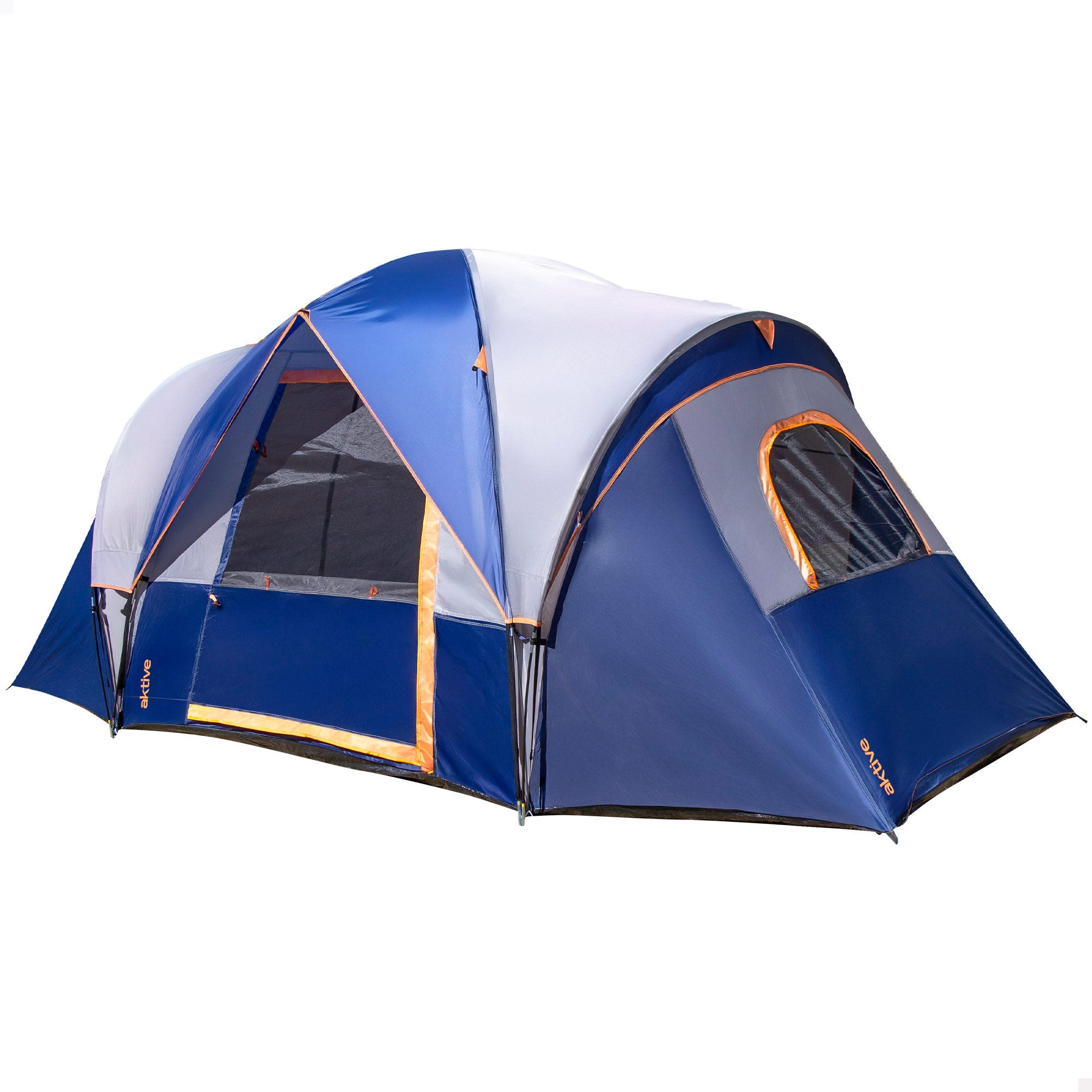 Aktive tienda de campaña gris y azul 6 personas 455x220x190 cm