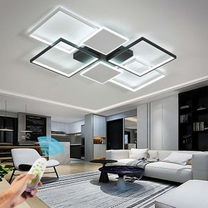 Comely Plafoniera LED da soffitto dimmerabile 84W, 3000K-6500K. Design moderno a forma di fiore con petali in acrilico e ferro, ideale per soggiorno, camera da letto o cucina,bianco,100cm