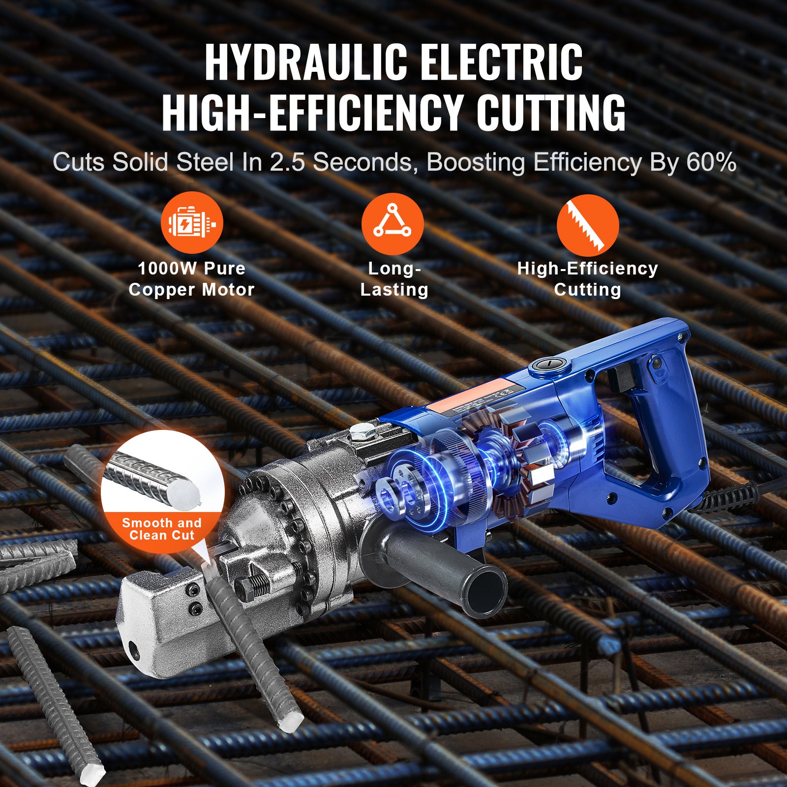 Coupe-barres hydraulique électrique 1000W,SucceBuy coupe-barres d'armature portable,coupe jusqu'à 16mm (5/8