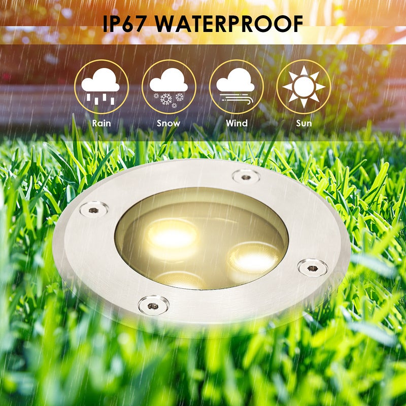 12x 3W Lumière enterrée sol spot IP65 extérieur lampe spots lampe LED blanc chaud - 4