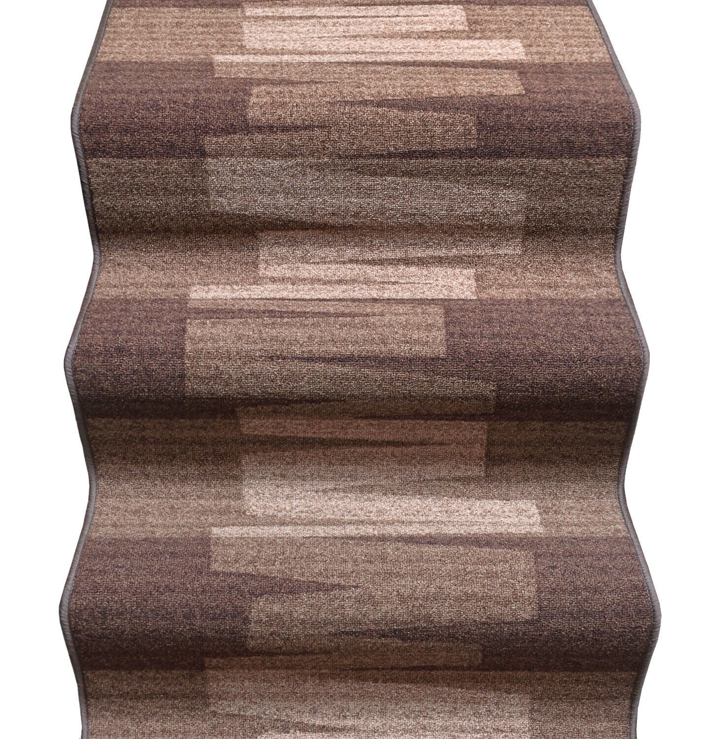 Camino de escalera 67x450 cm alfombra bordeado corredor entrada pasillo cocina peldaños zig zag marrón