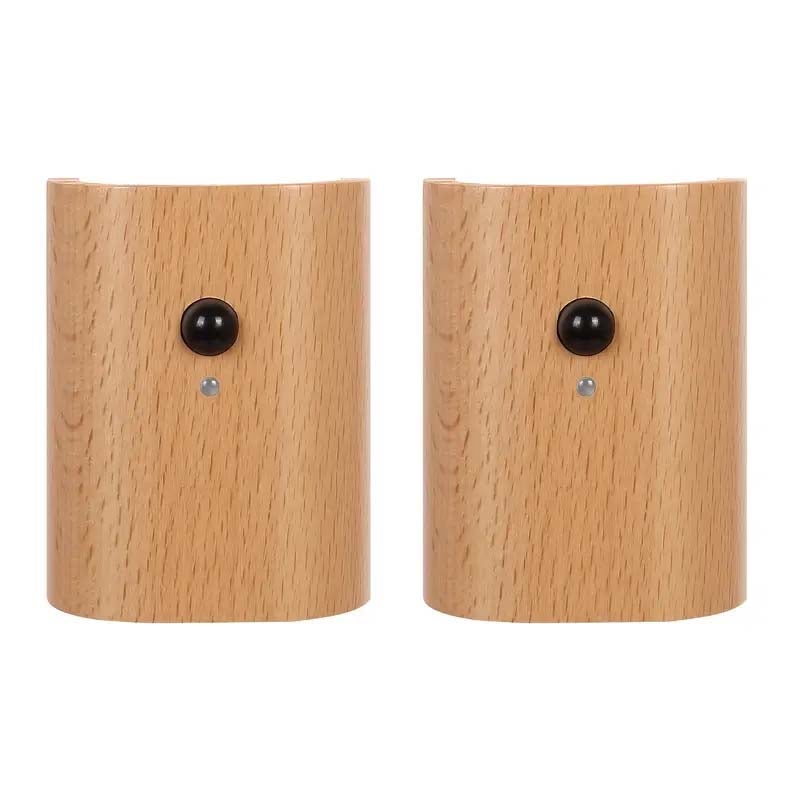 4 szt., Minimalistyczny Nowoczesny Kinkiet Drewniany, Czujnik Ruchu, Ładowanie USB, Polerowany Metal, Design Przestrzenny, Łatwa Instalacja
