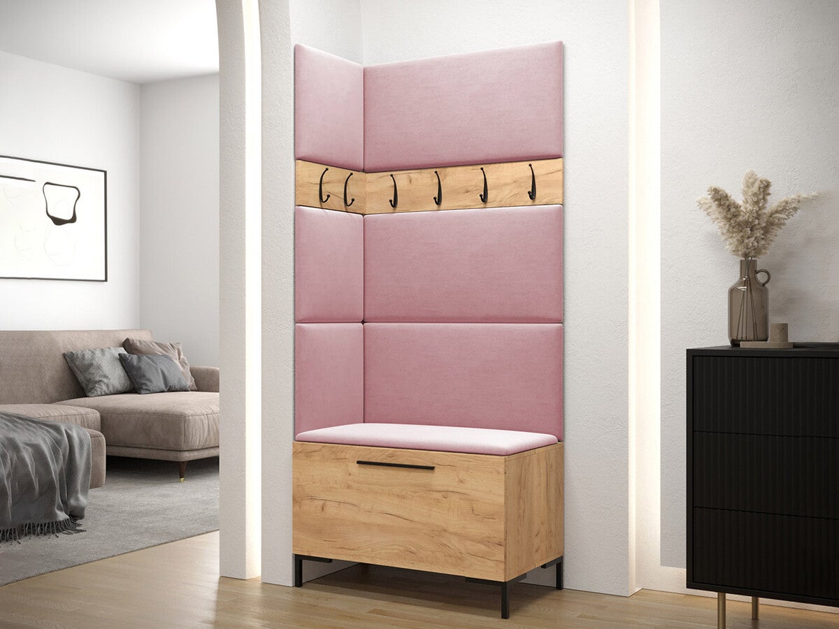 Conjunto para corredor Tivsoa 103, 196x84x46cm, Craft carvalho, Placa de aglomerado laminado, Tecido, Montado nas parede, Colocado - 2