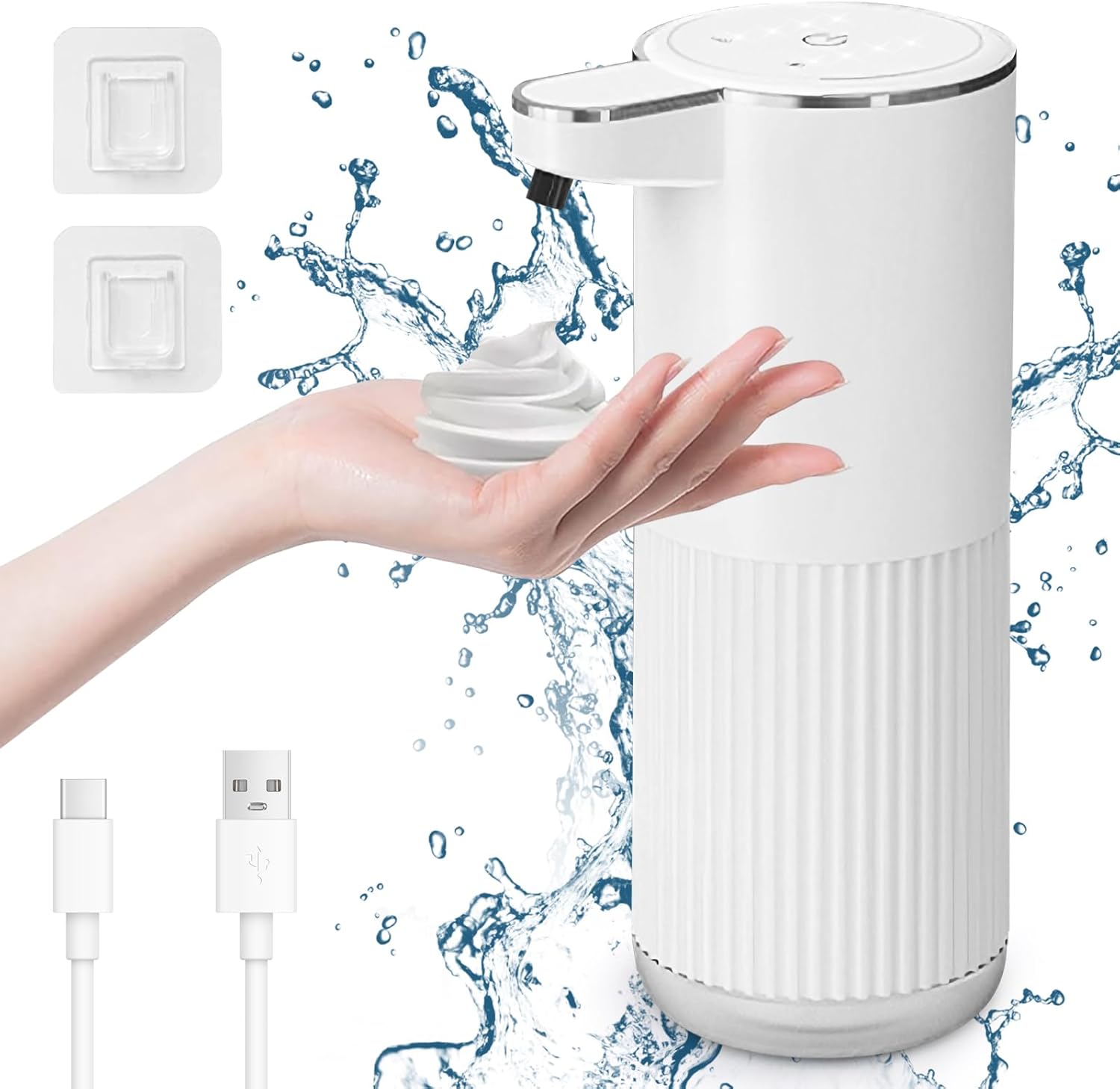 Automatyczny dozownik mydła w pianie, 360 ml, elektryczny dozownik mydła montowany na ścianie, do kuchni i łazienki, biały