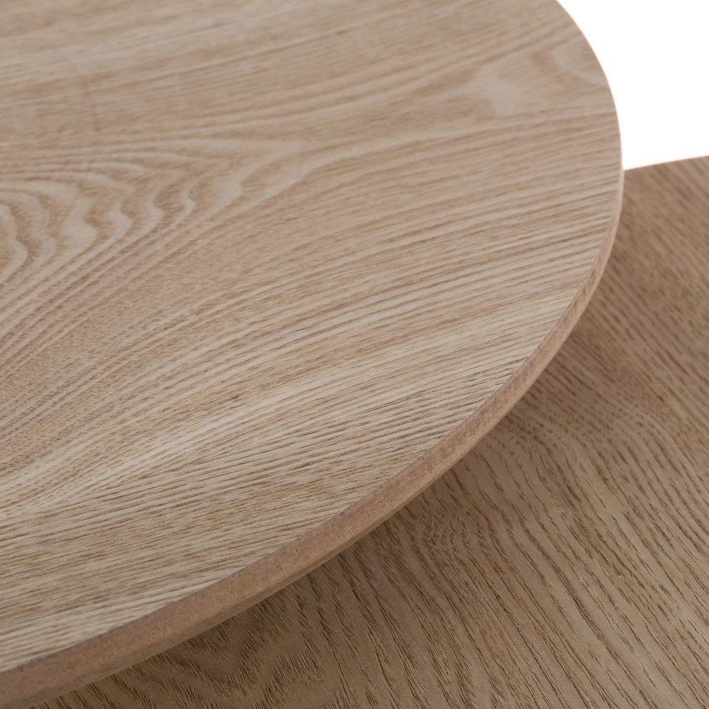 Ensemble de 2 tables rondes de nidification en MDF dans un ton naturel CasaSelección - 7
