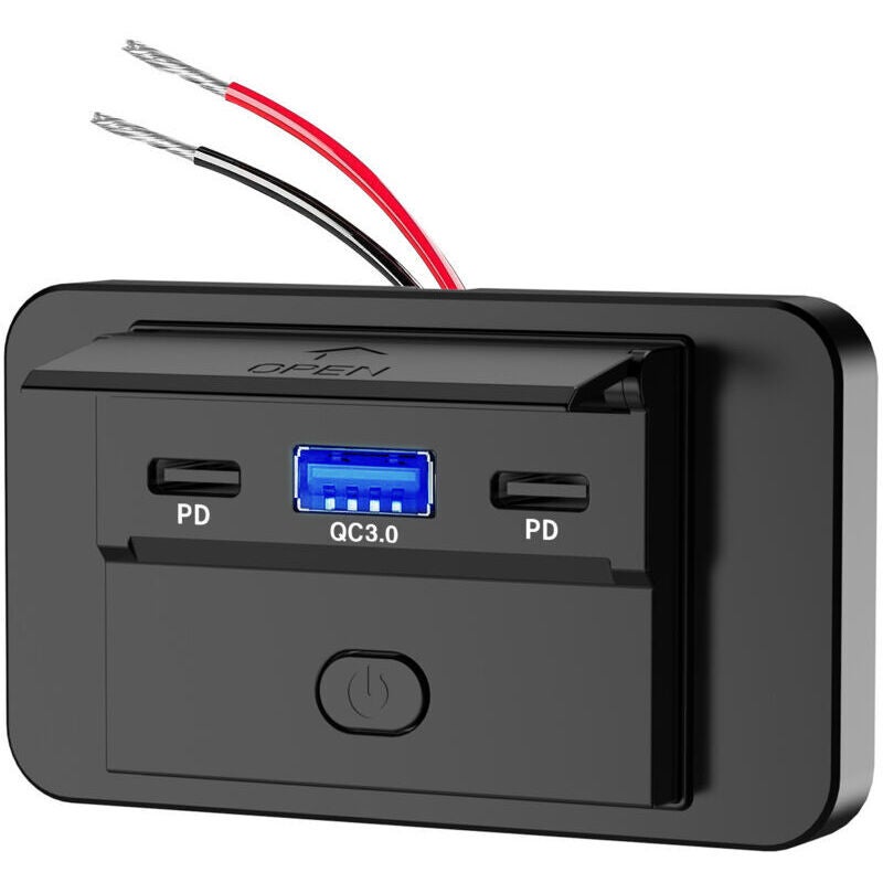 Presa USB Per Camper Linkstyle – Doppia USB-A 18W E USB-C 36W Con Voltmetro E Interruttore ON/OFF, Per 12V/24V
