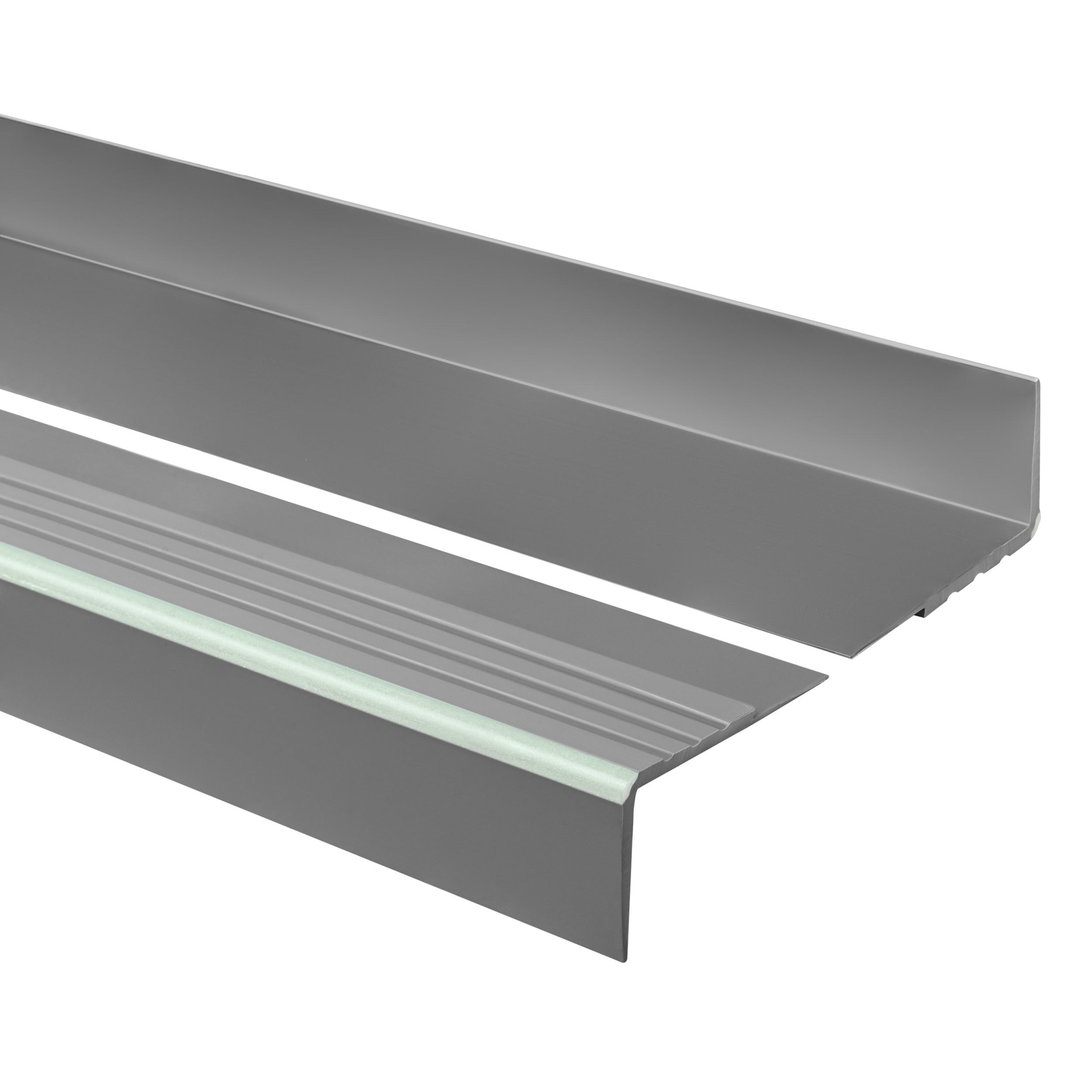 Profil schodowy fluorescencyjny 40x40 mm PVC na krawędzie stopni antypoślizgowy - 150 cm, ciemnoszary