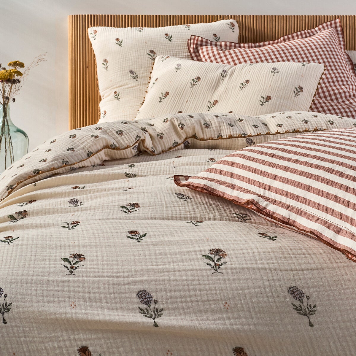 Drap housse gaze de coton bonnet 30 cm, Emeline - Imprimé - 160 x 200 cm - 4