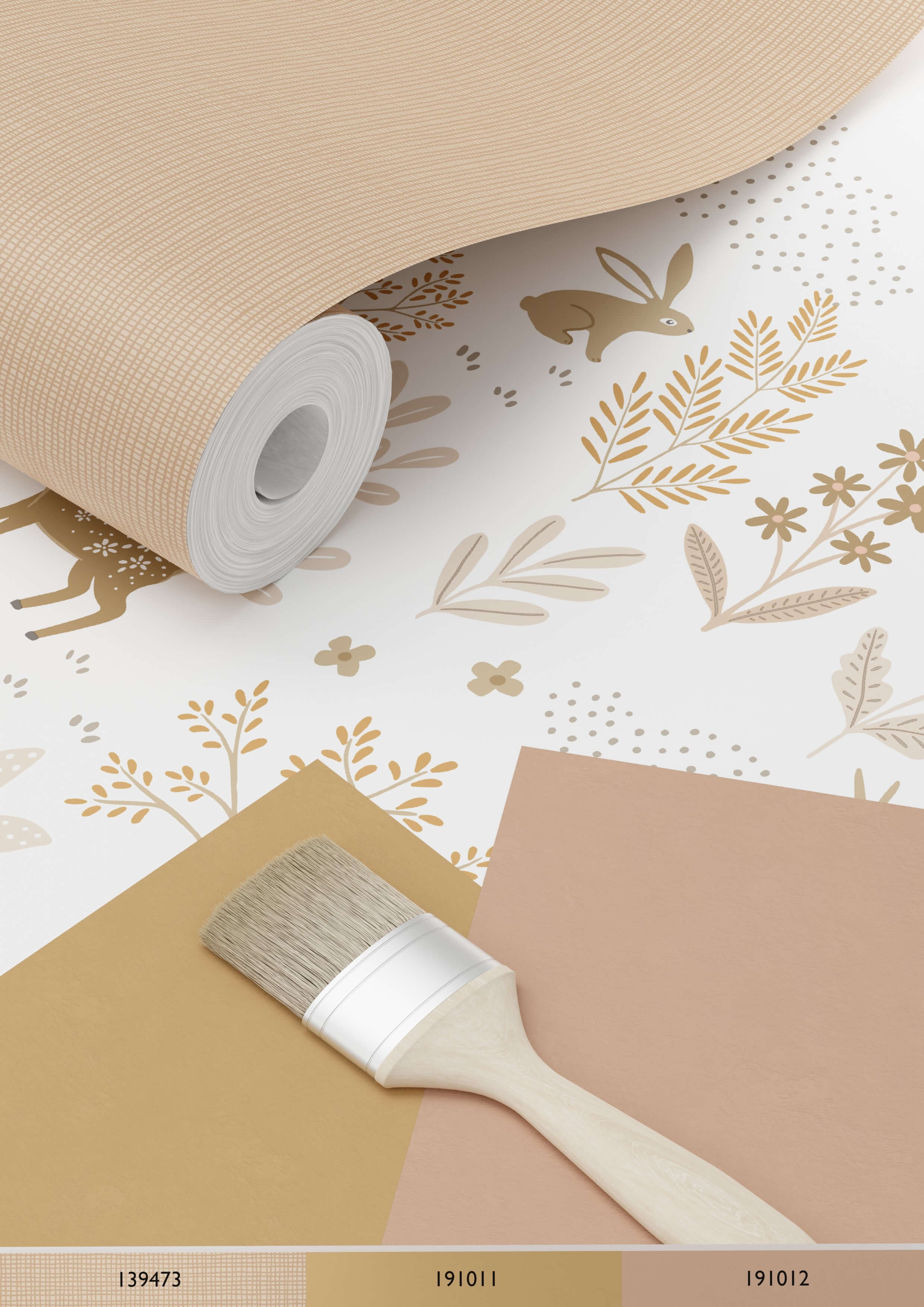 Papel de parede floresta com animais da floresta rosa terracotaebege - 53 cm x 10.05 m - ESTAhome - 9