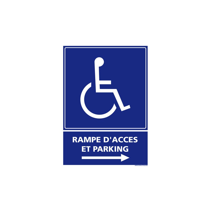 Panneau de signalisation RAMPE D'ACCES DROITE (L0936) 300 x 420 mm ...