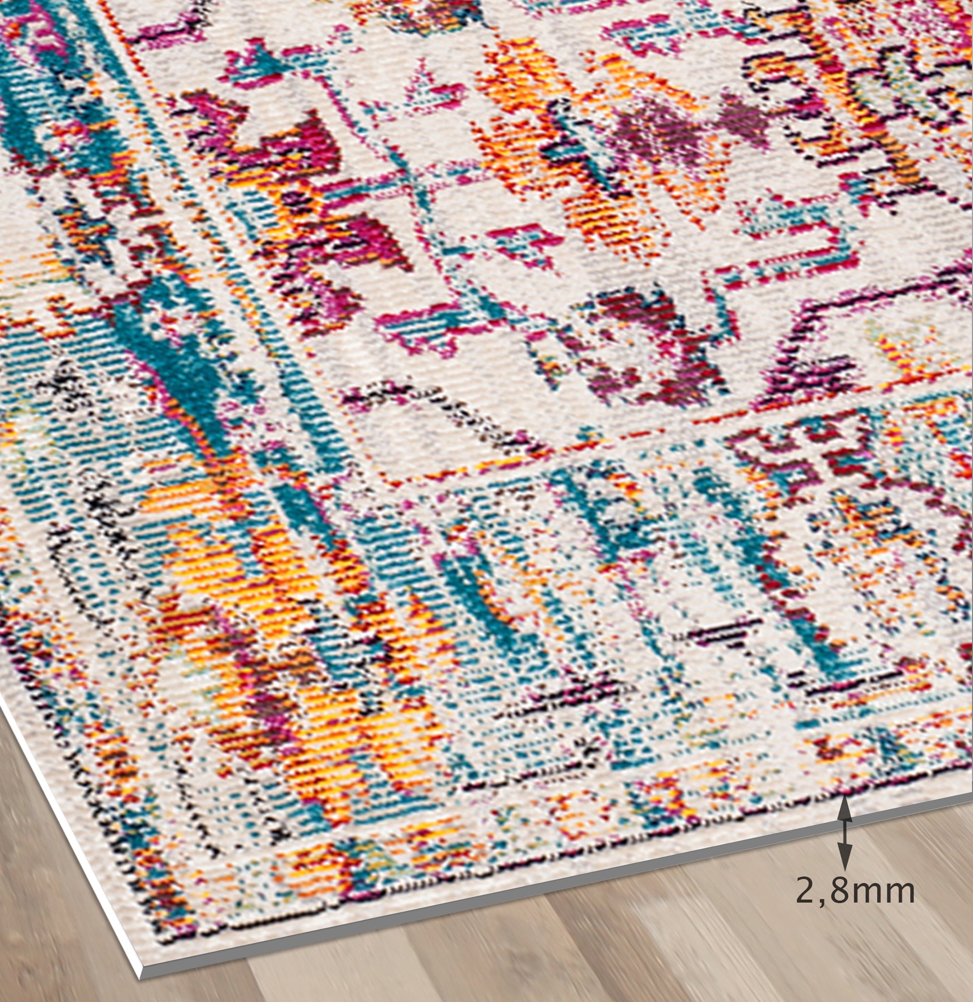 Tapis antidérapant en vinyle, Fez 160x240 cm - PVC imprimé, lavable, ignifuge, pour le salon et la cuisine - 5