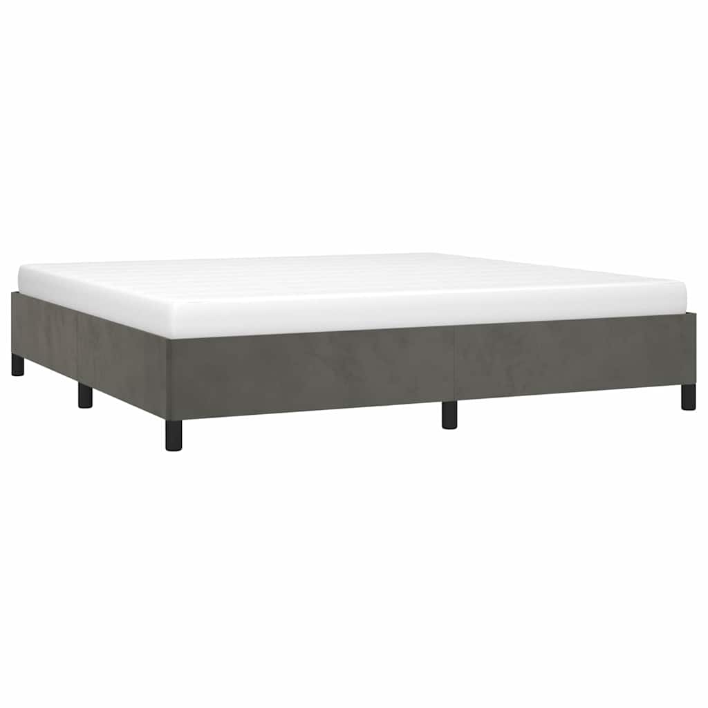 Cadre de lit sans matelas velours gris foncé 200x200 cm - 4