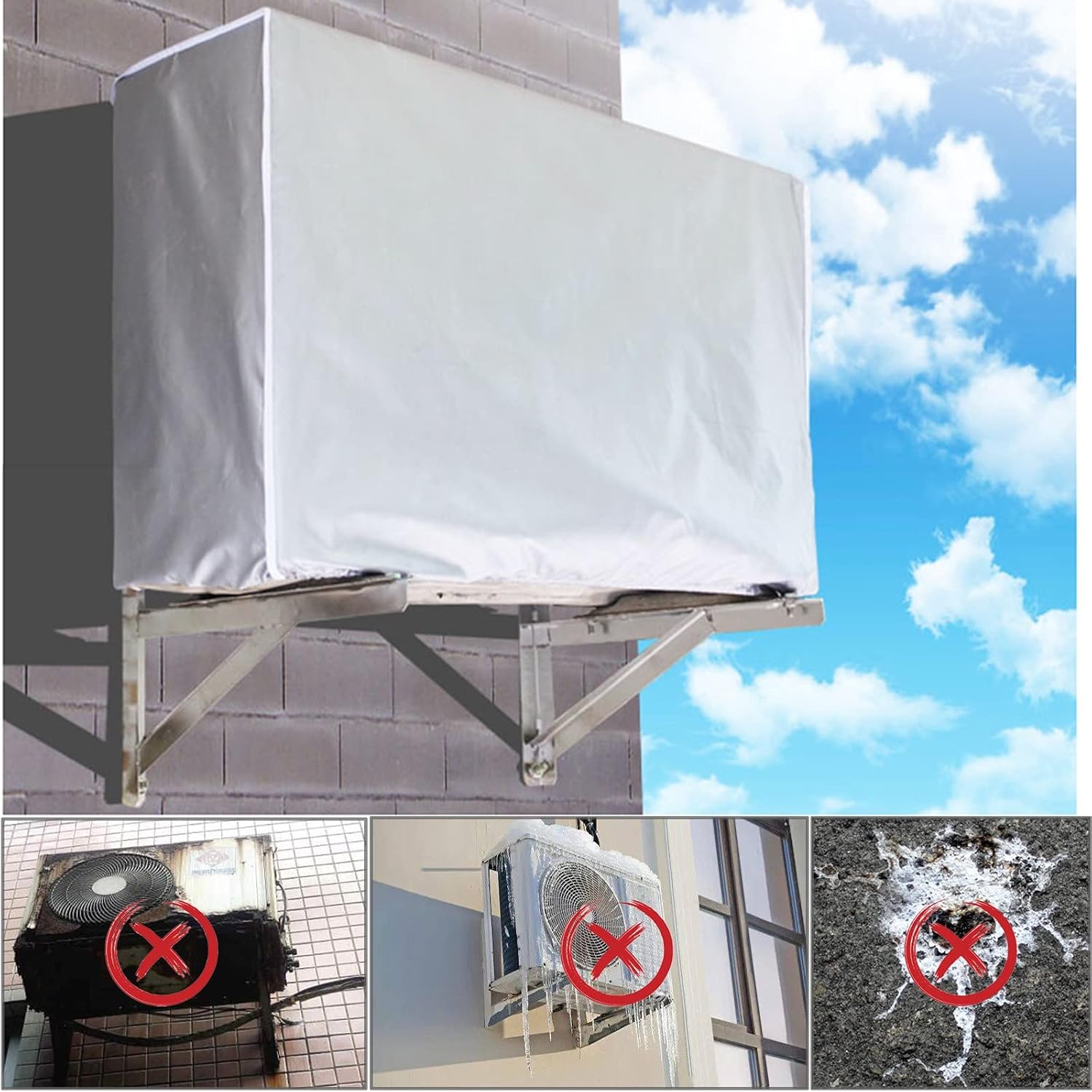 Housse Climatiseur Exterieur, Étanche Couverture Extérieure de Climatiseur, ​Housse de Protection Anti-poussière et Anti-Neige (Size : 86x32x56cm) - 2