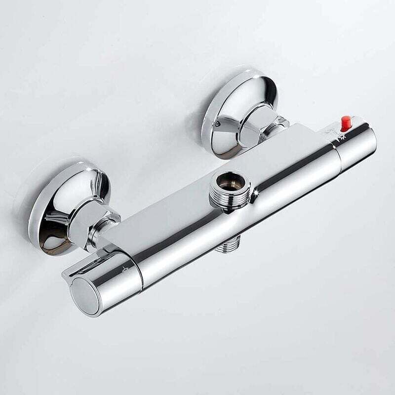 Mitigeur Thermostatique Douche/Baignoire, 2 Sorties Haut/Bas, Laiton Chromé Anti-Brûlure - 3