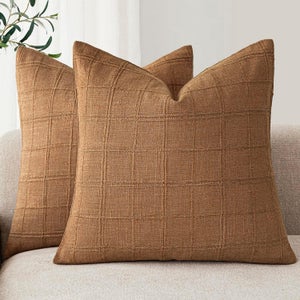 Set di 2 federe decorative in velluto a coste, 45 x 45 cm, stile bohémien, tinta unita naturale con righe. | Leroy Merlin