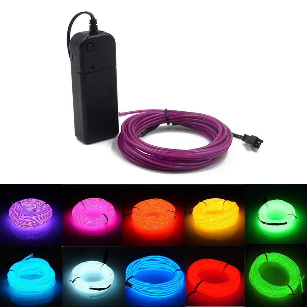Fil Néon EL Violet 5m/16ft à Batterie, 3 Modes Lumineux, Flexible ...