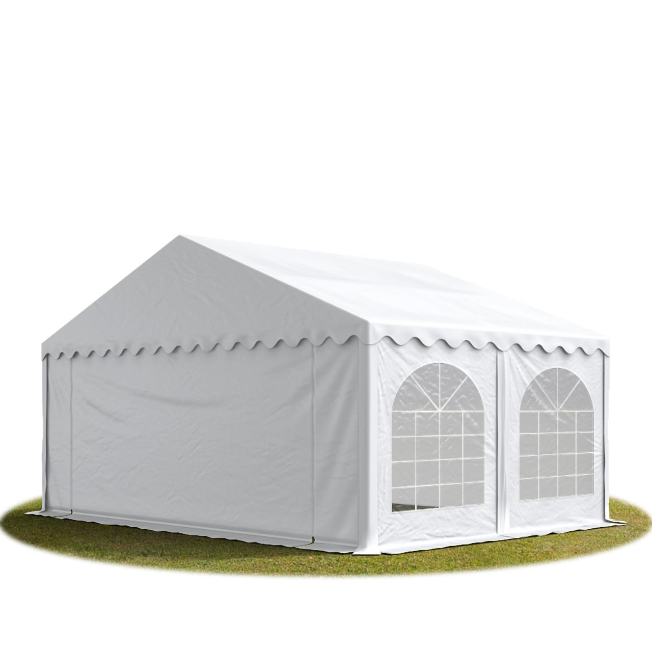 Namiot festynowy imprezowy 5x4 m PREMIUM, wysokiej jakości plandeka PVC 750 N, biały, 100% wodoodporny, z ramą podłogową