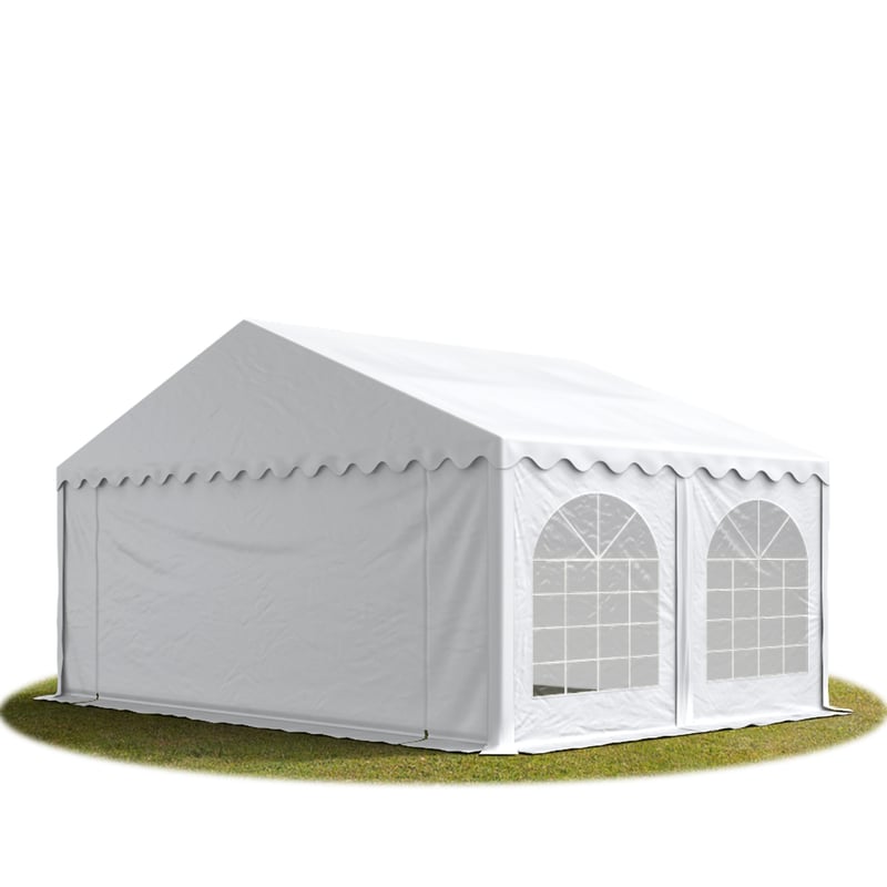Namiot festynowy imprezowy 5x4 m PREMIUM, wysokiej jakości plandeka PVC 750 N, biały, 100% wodoodporny, z ramą podłogową