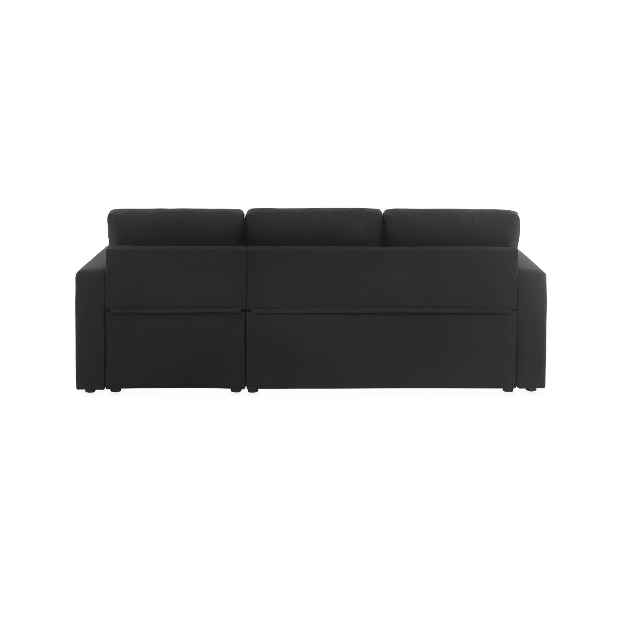 Divano angolare reversibile compatto 3 posti in tessuto, Nero - 8