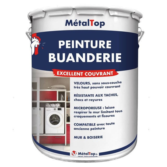 Peinture Buanderie - Blanc pur - RAL 9010 - 15 L - Métaltop