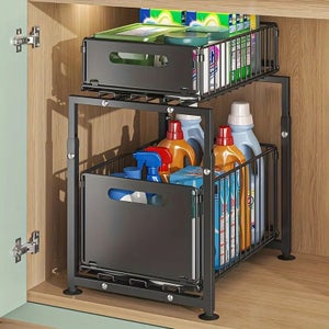 Tiroir Coulissant Cuisine Diealles 24x40x17cm - Organisation Sans Perçage Pour Placard | Panier Métal Gain De Place