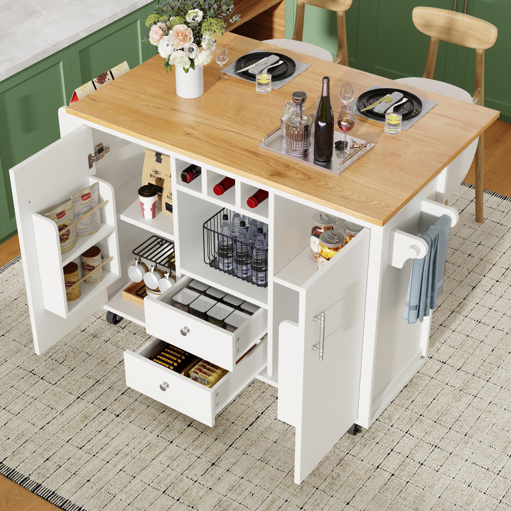 Buffet De Cuisine Mobile Extensible - Plan De Travail Rabattable, 5