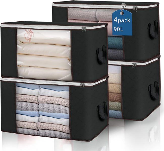 Set di 4 contenitori sotto il letto, sacchi portaoggetti di grande capacità con manici rinforzati, per piumoni, lenzuola, vestiti, camera da letto, | Leroy Merlin