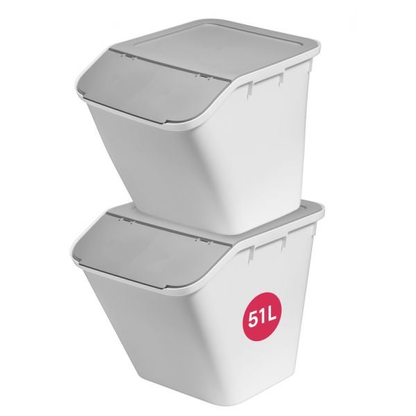Grand Bac de rangement ou tri avec couvercle incliné 51 litres - 4