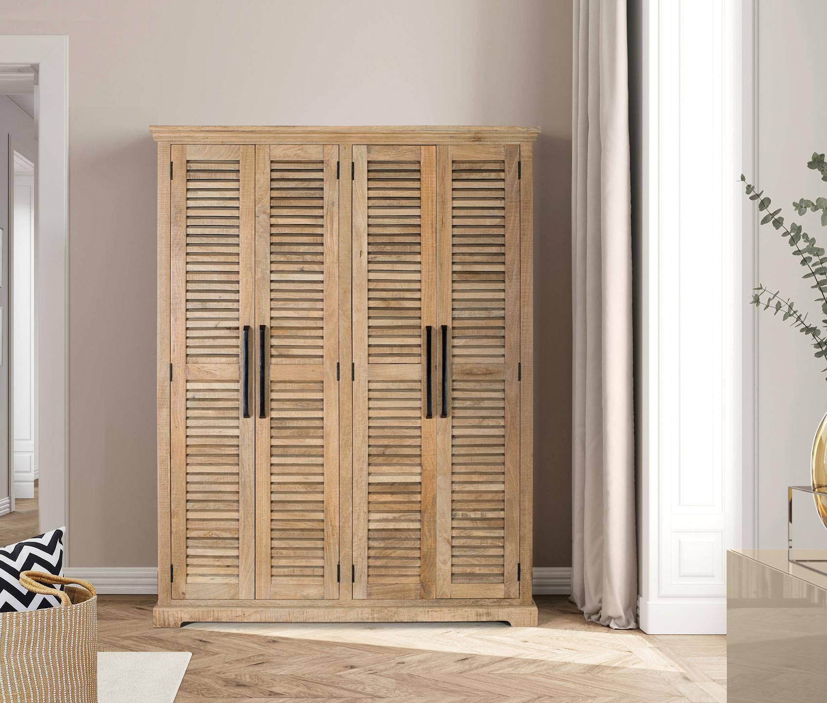 Szafa z drewna mango 150 cm, styl rustykalny, współczesny - 190x150x50 GYC - 6