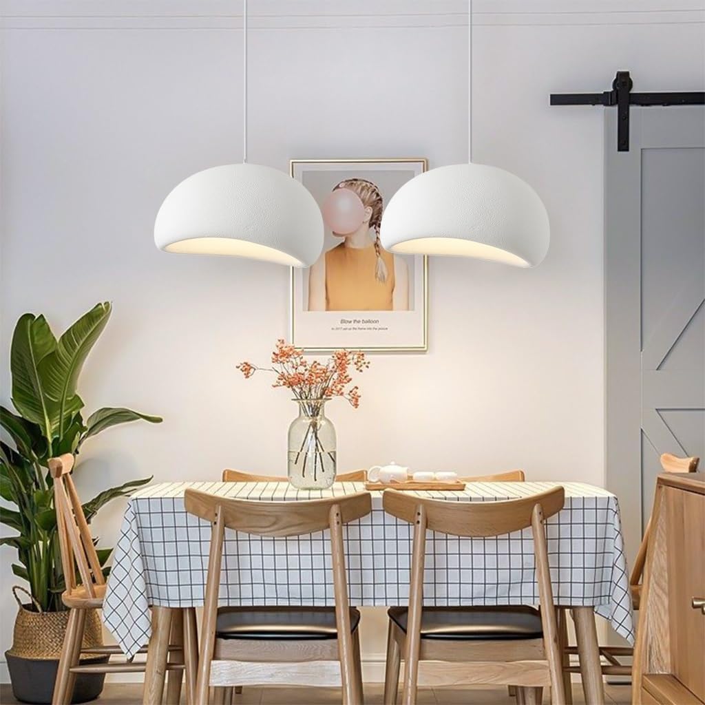 Lampe Suspendue Moderne pour Salle à Manger, Cuisine, Couloir, Restaurant Lampe Suspendue E27 Base Japonaise Wabi-Sabi Style(Blanc,30cm) - 4