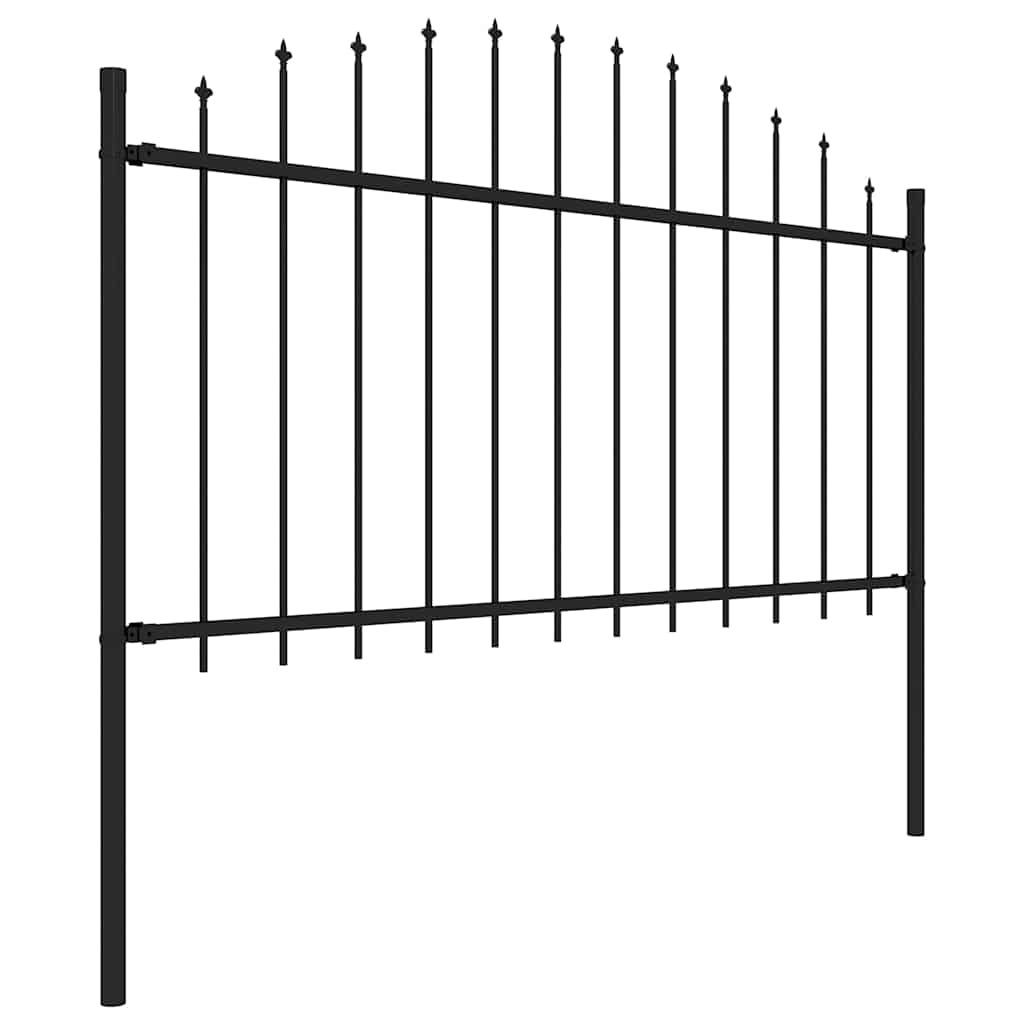 Clôture de jardin avec dessus en forme de lance en acier 537 x 150 cm Noir vidaXL - 4