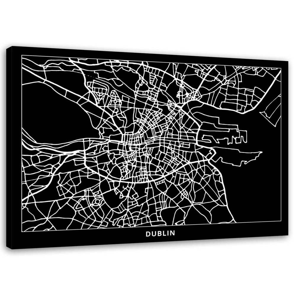 Obraz na płótnie, Dublin - plan miasta 100x70