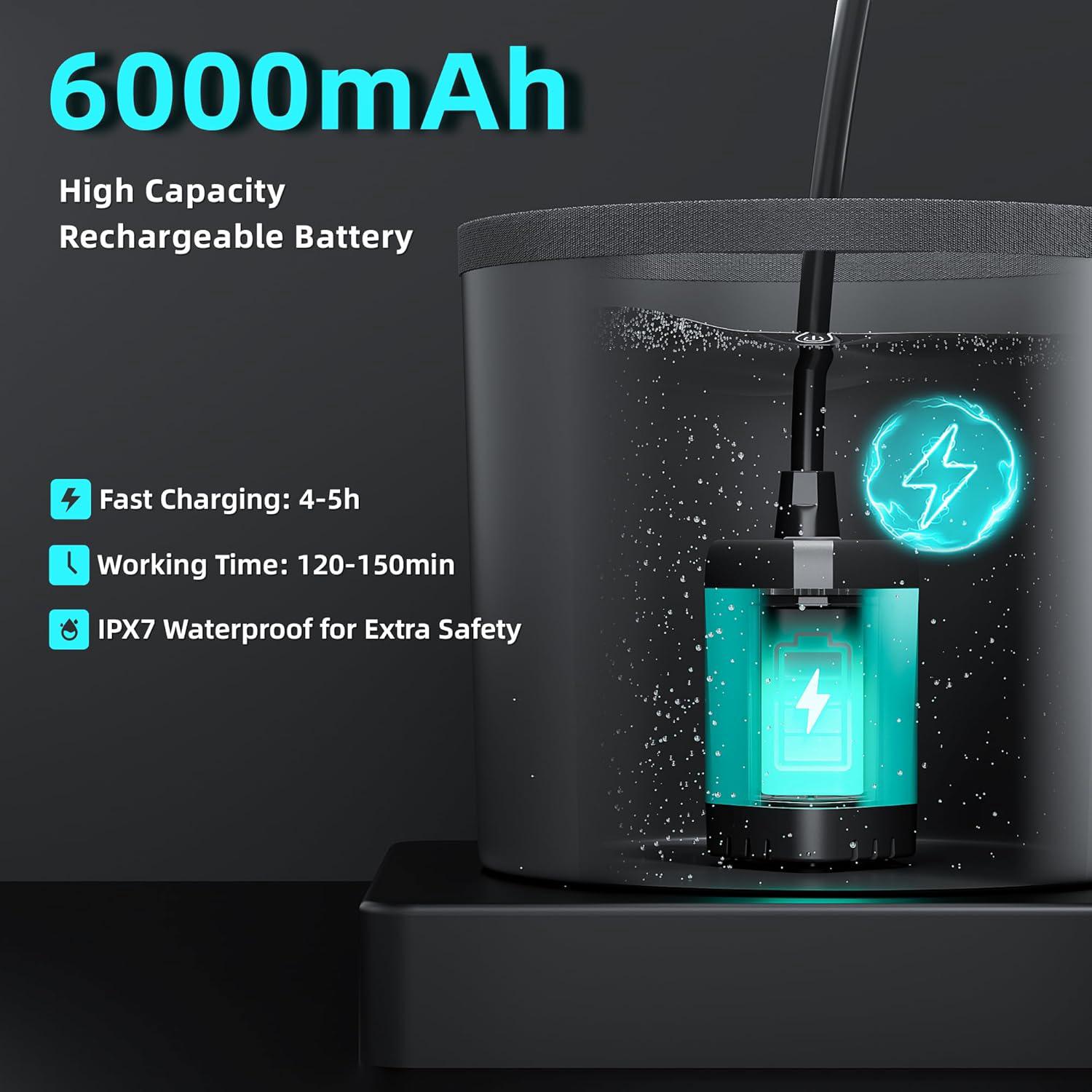 Kit Complet de Douche de Camping Portable amélioré, Pompe Rechargeable de 6000 mAh tête de pulvérisation Multi-Mode, Seau d'eau à 5 Vitesses - 2