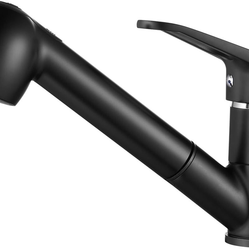 Czarny kran kuchenny z wyciąganą wylewką 2 strumienie 360° mosiężny bateria zlewozmywakowa ciepła i zimna woda do zlewu kuchennego lub umywalki