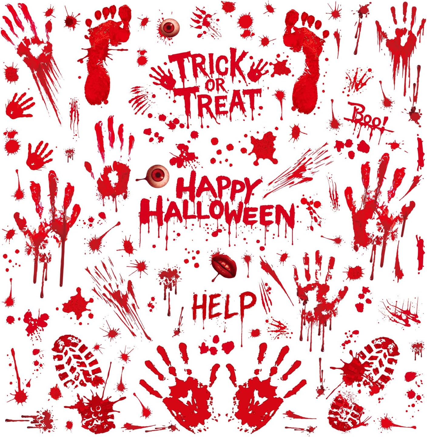 104 szt. naklejek na okna na Halloween, dekoracje na Halloween, naklejki na okna z PVC