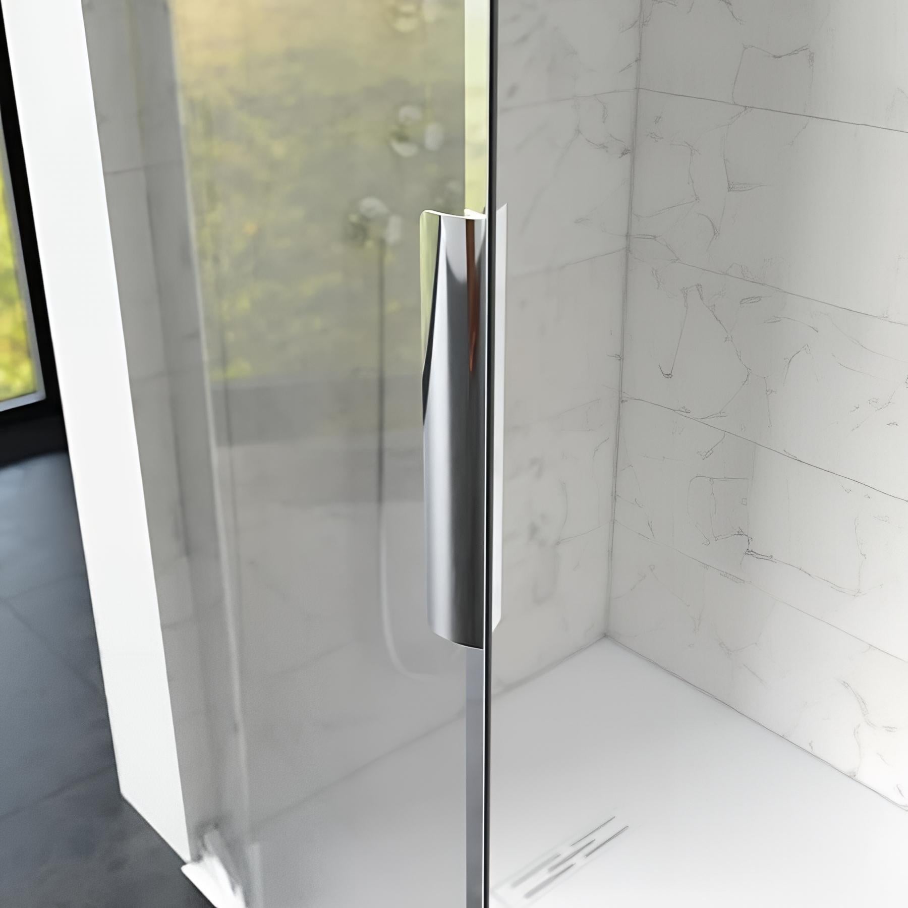 parete doccia posteriore Kinequartz montaggio su parete profilo altezza 200 cm larghezza 100 cm profilo cromato ultra leggero vetro anticalcar - 3