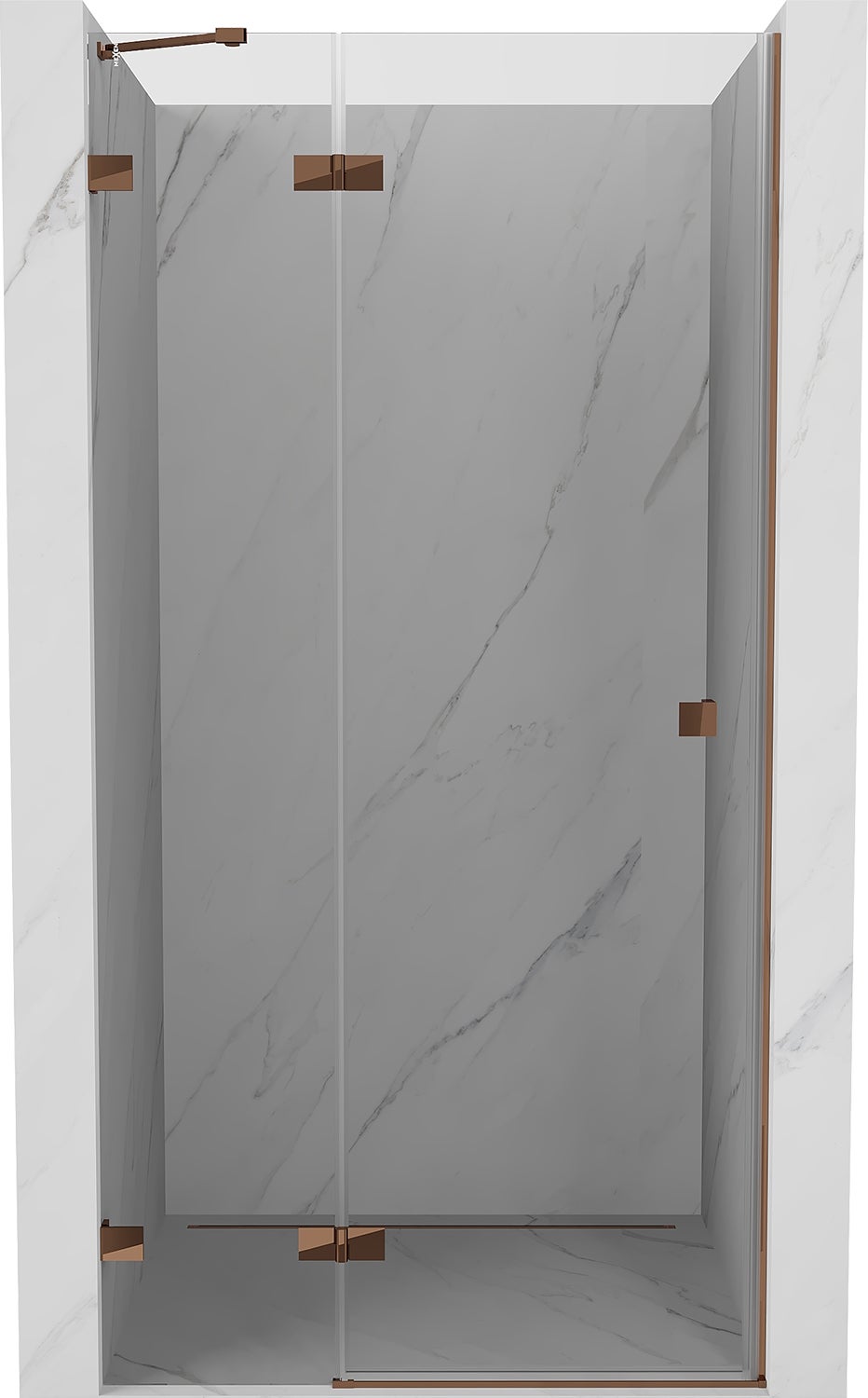 Mexen Lunar drzwi prysznicowe uchylne lewe 80 cm, transparent, różowe złoto - 834-080-000-60-00-L