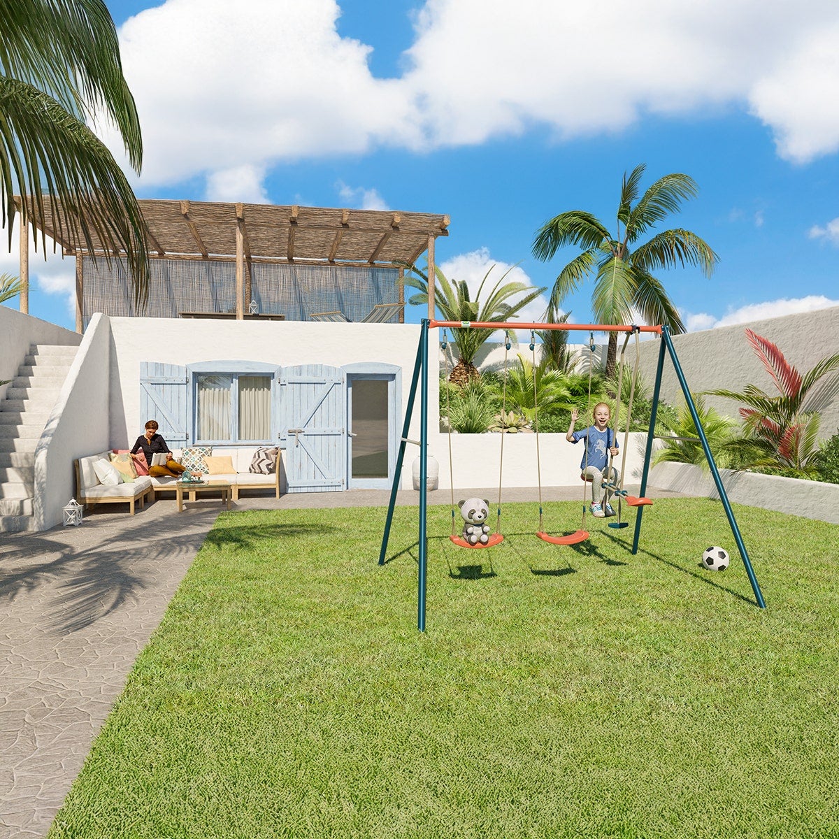 Portique métal 2,20 m Axion TEO - 4 Enfants - 4